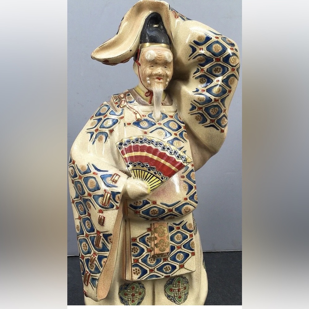 Japanese Meiji Satsuma Earthenware Okimono - Dancing Actor